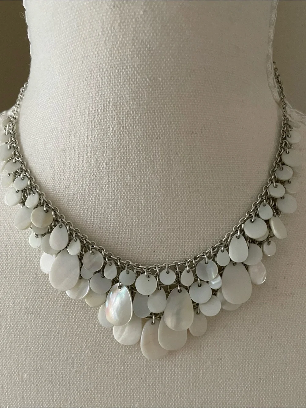 Ann Taylor Mother-of-Pearl Bib Statement Necklace